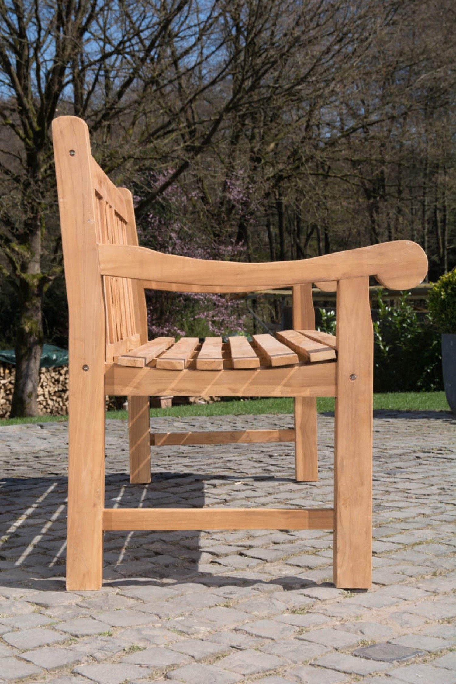 TPFGarden Gartenbank Florence-XL, Teak-Holz Garten Bank Sitzbank massiv Teakbank edel Breite 150cm