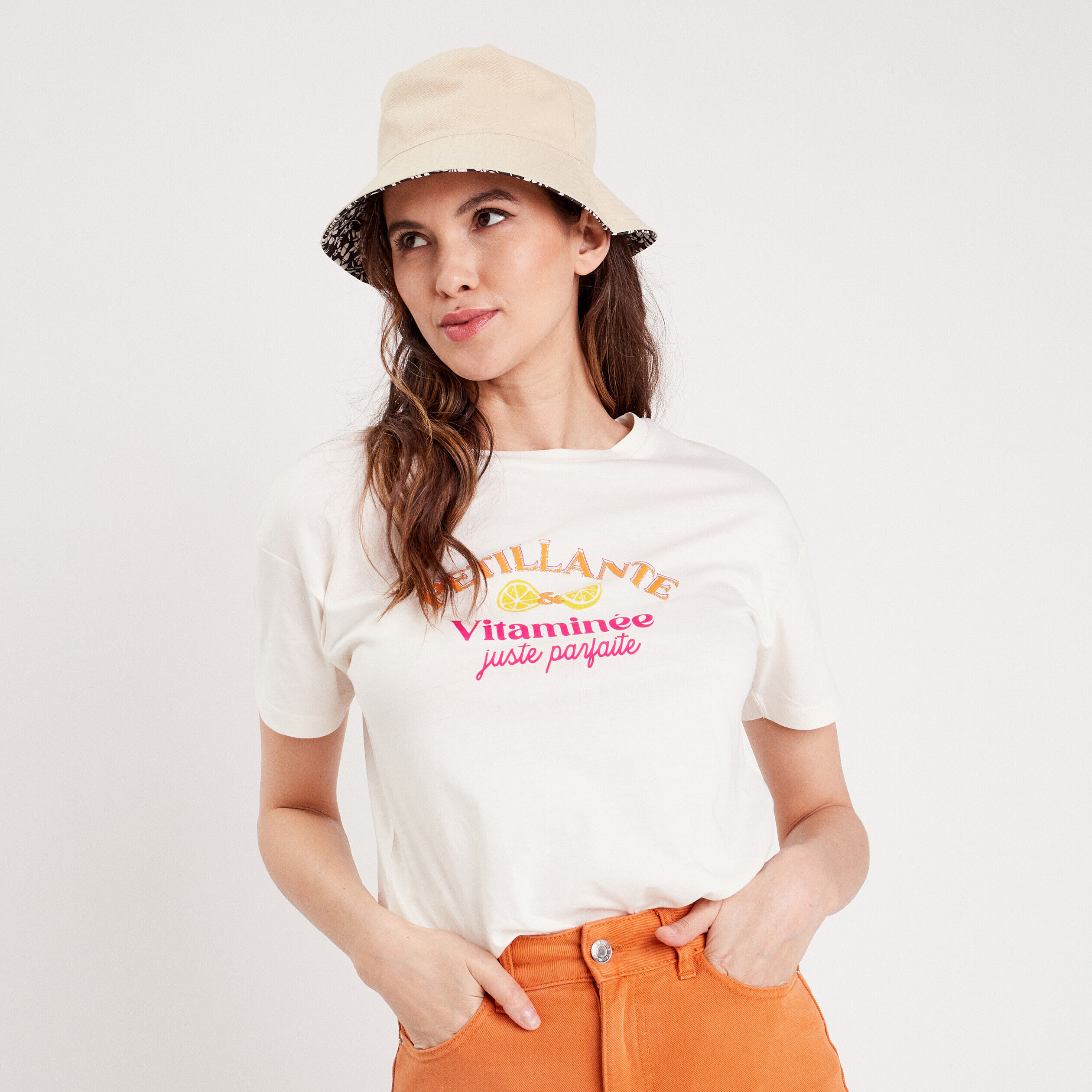 T-shirt manches courtes ecru femme | Cache Cache