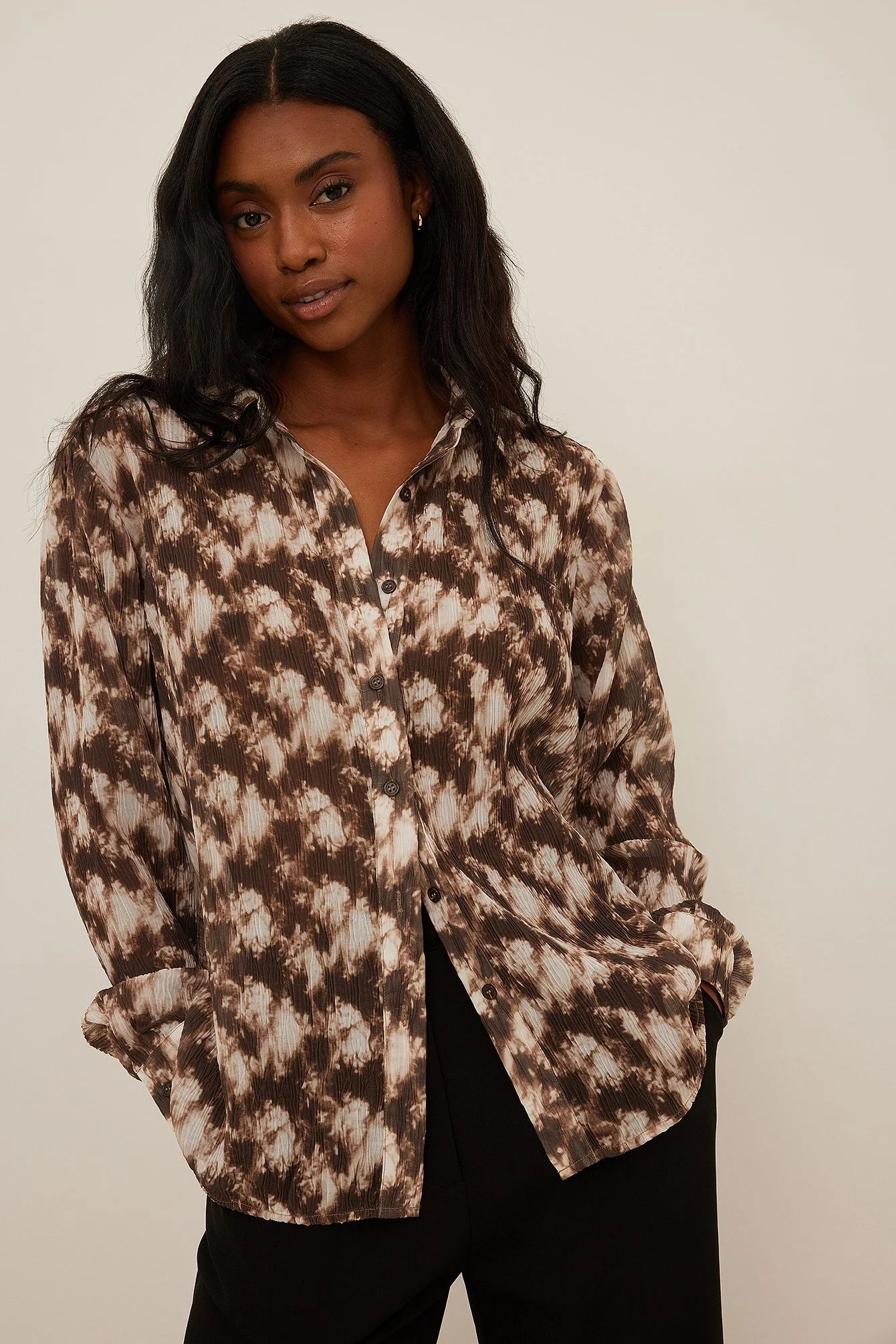 Pleated Print Shirt