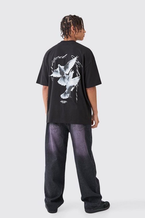 Oversize T-Shirt mit Dove Grafik