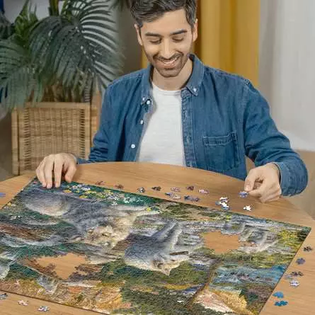 Puzzle 1500 Teile - Wolfsrudel im Frühlingserwachen