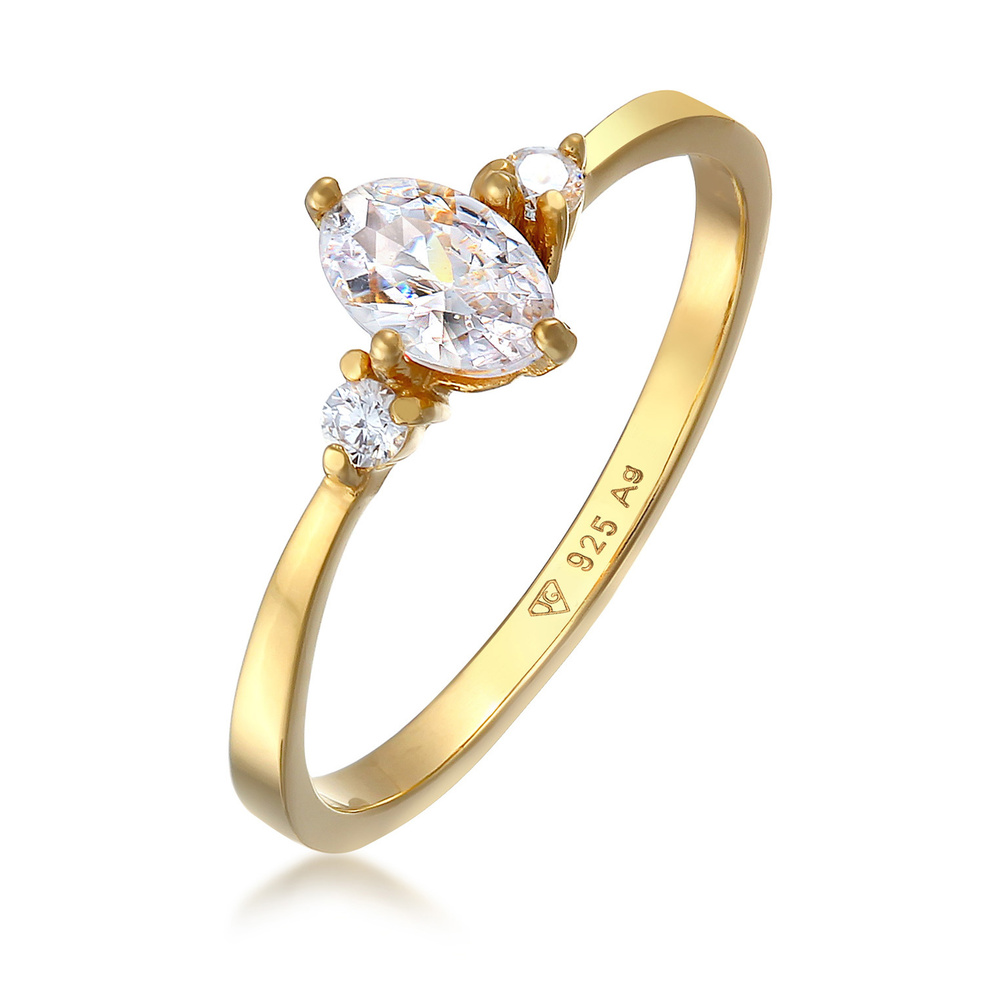 Elli Elli Bague Femmes Bague de fiançailles Ovale avec Cristal de Zirconium en Argent  Bague
