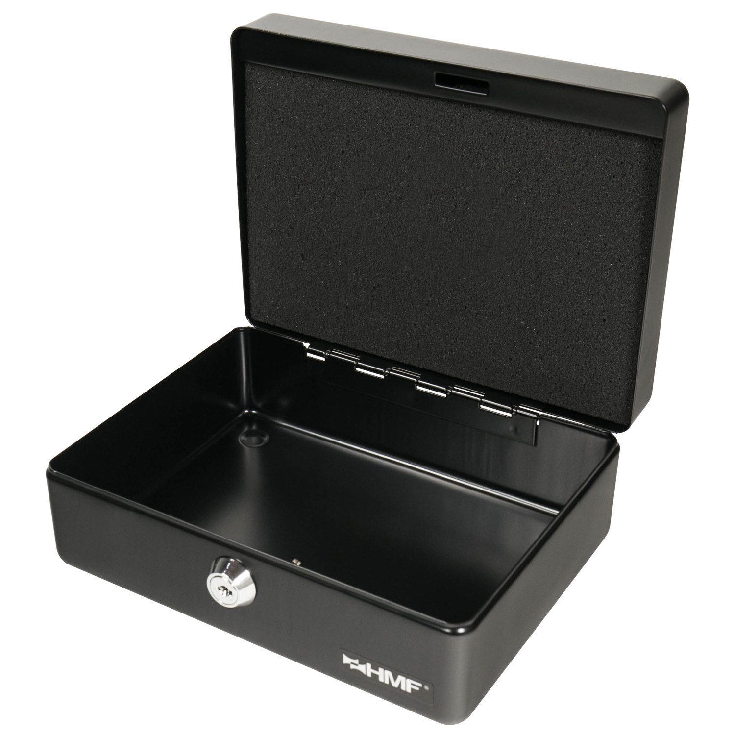HMF Geldkassette Abschließbare Bargeldkasse mit Münzzählbrett, robuste Geldbox mit Schlüssel, 20x16x9 cm