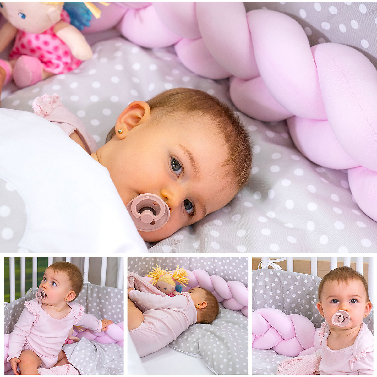 Nestchenschlange babybay, geflochten, rosé, 180 cm