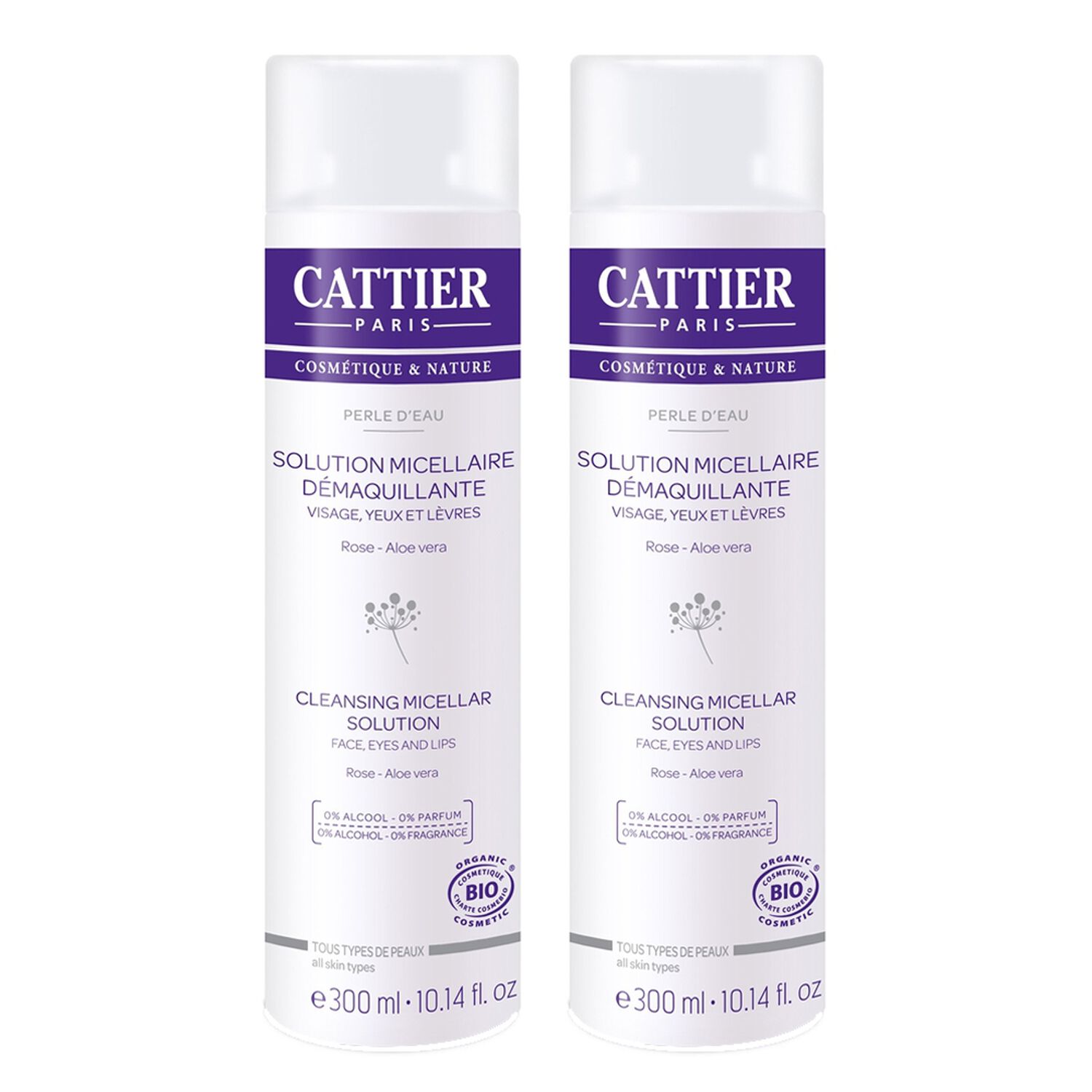 Cattier Perle d'Eau Solution Micellaire Démaquillante 2 x 300 ml