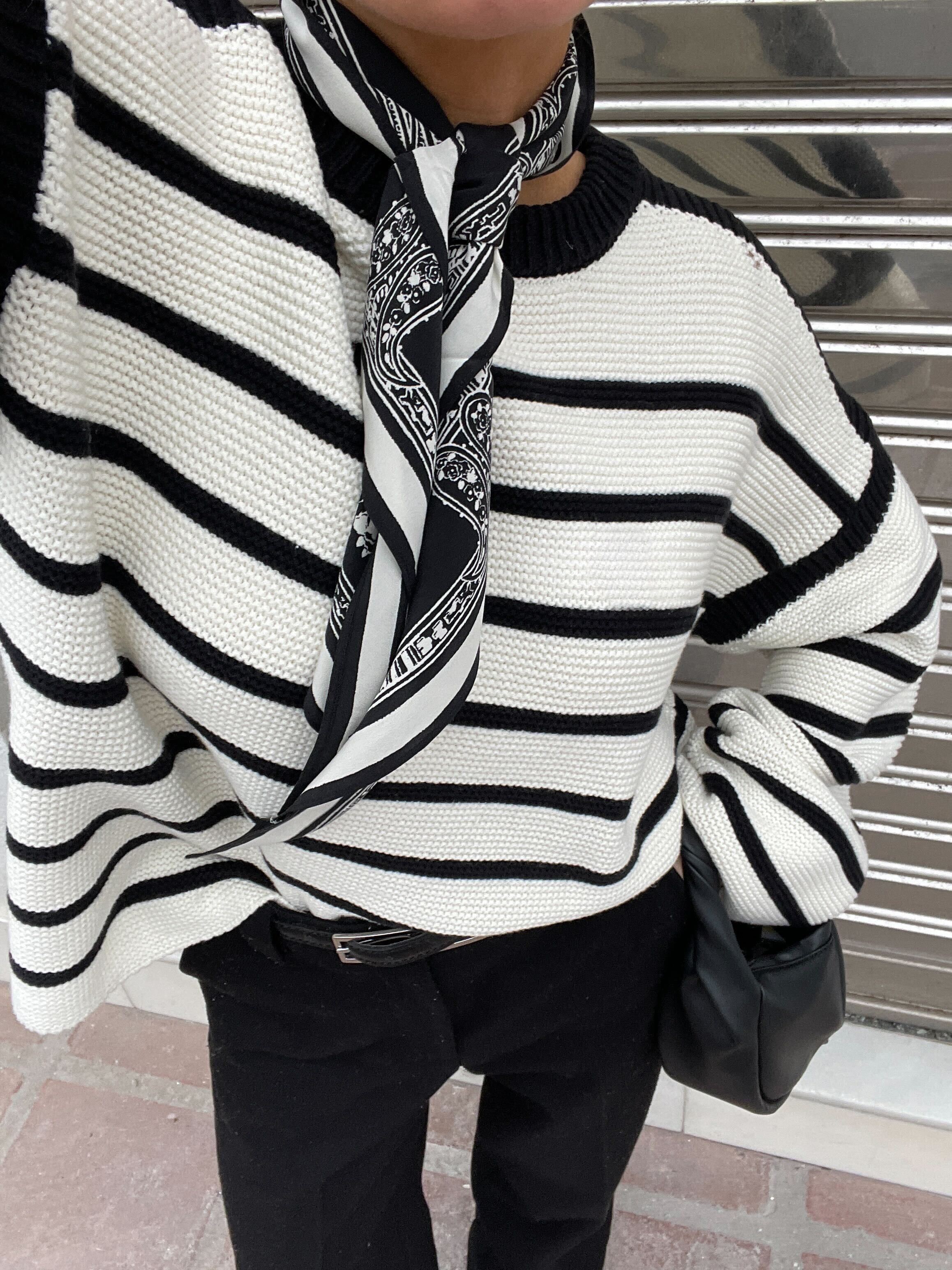 Gestreifter Oversized-Strickpullover