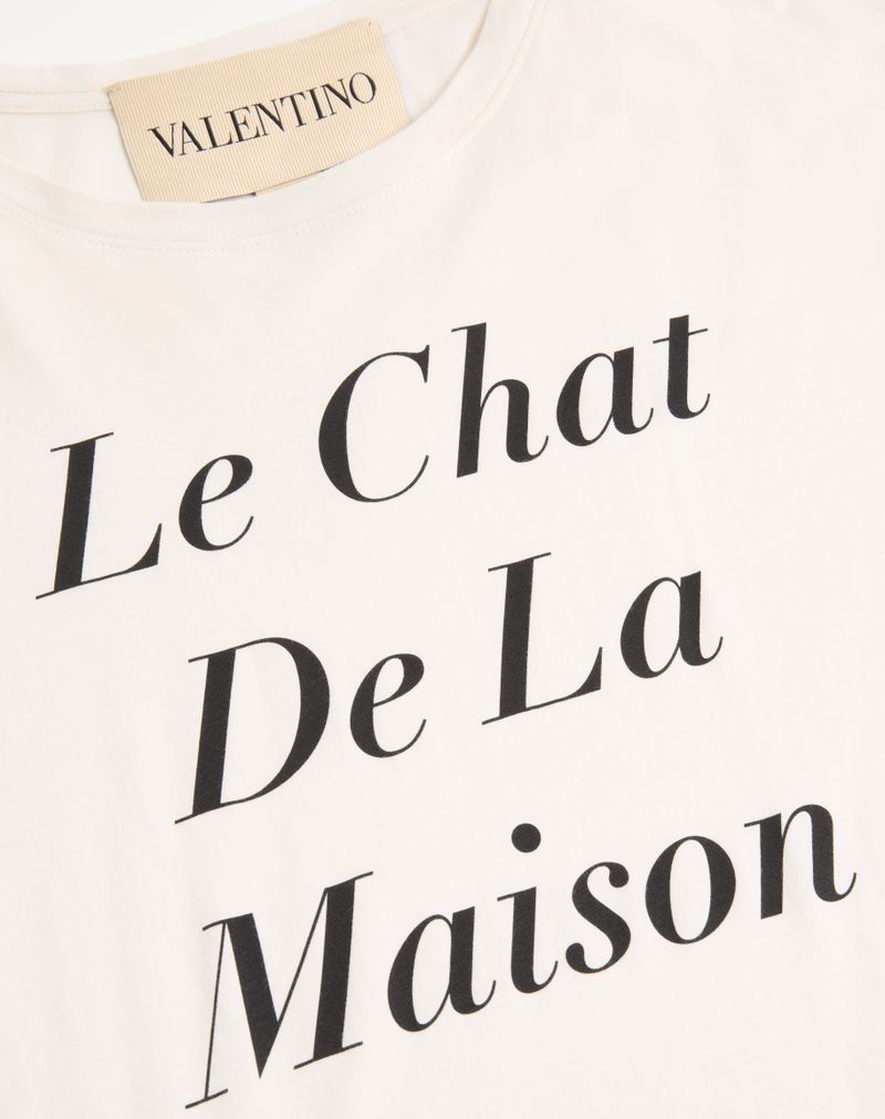 Valentino Bomuld T-shirt med Le Chat De La Maison Icon Muse Anti Hero Print