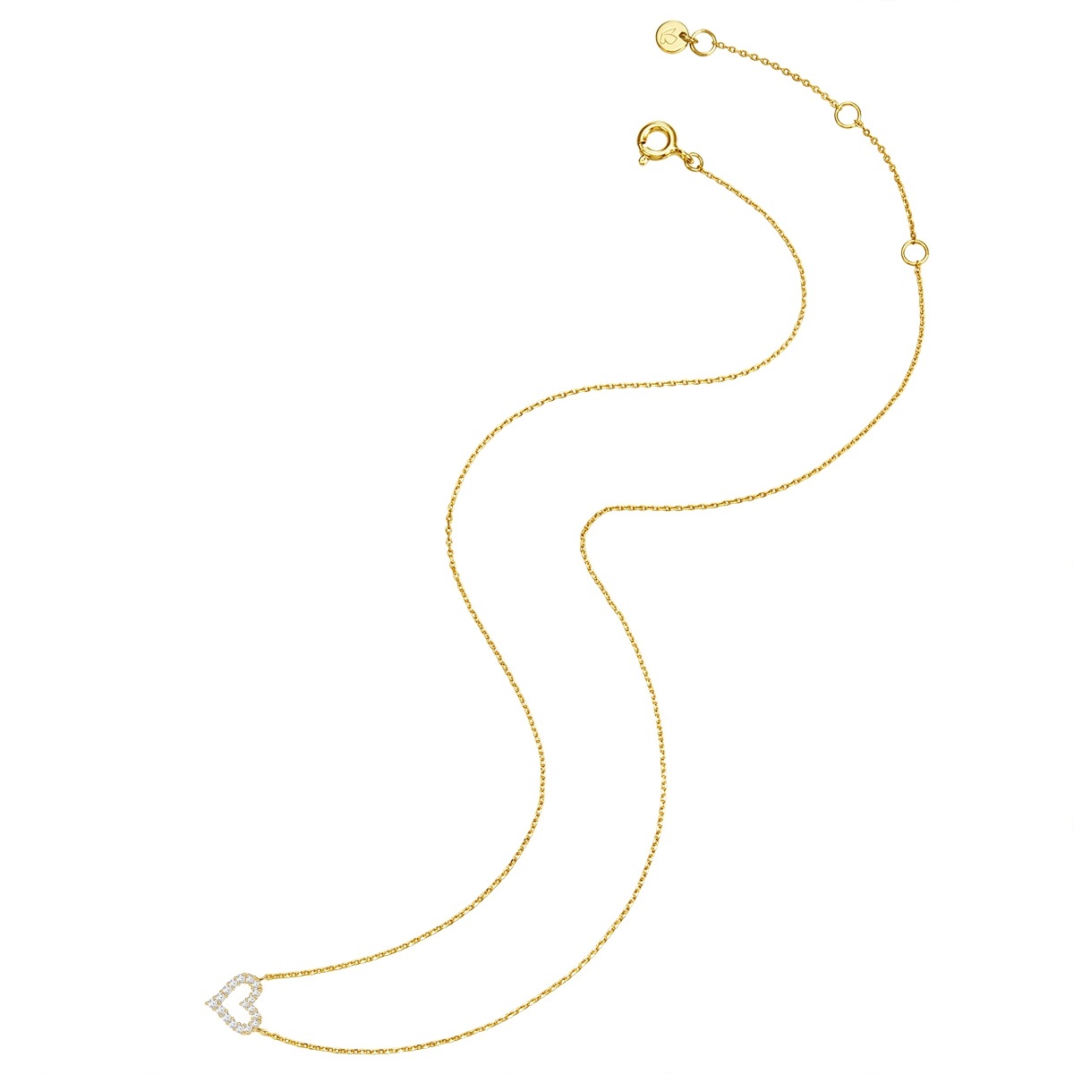 Halskette Herz Sterling Silber Zirkonia in Gelbgold