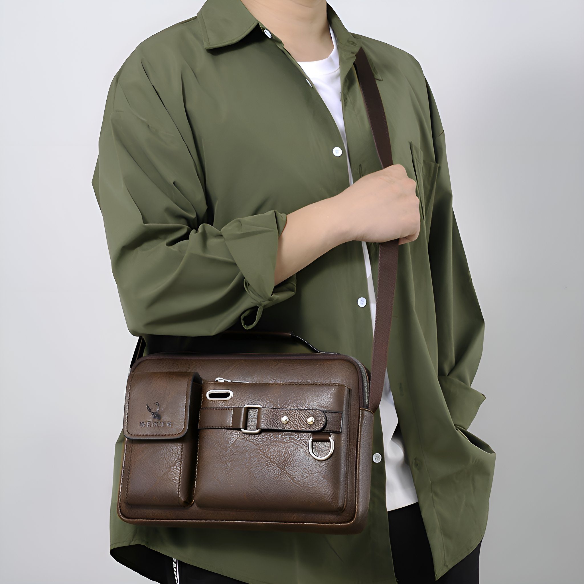 Suzakuin Umhängetasche Herren Umhängetasche - Stilvoll und Praktisch Leder handtasche