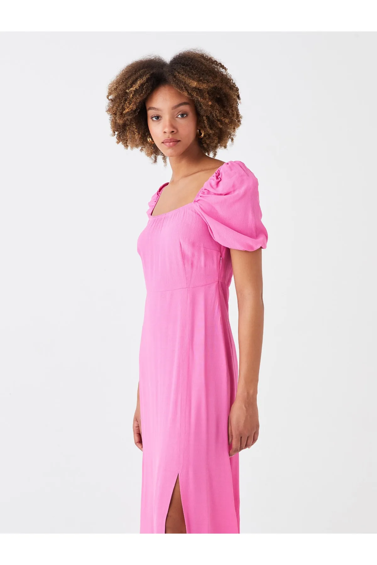 LC Waikiki  Gerades, kurzärmliges Damenkleid mit quadratischem Kragen
