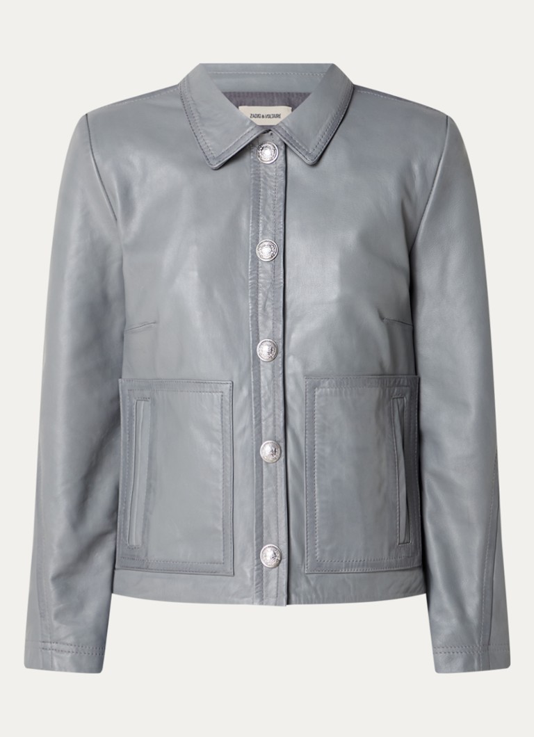 Zadig&Voltaire Chaqueta de piel de cordero Litchi con bolsillos laterales
