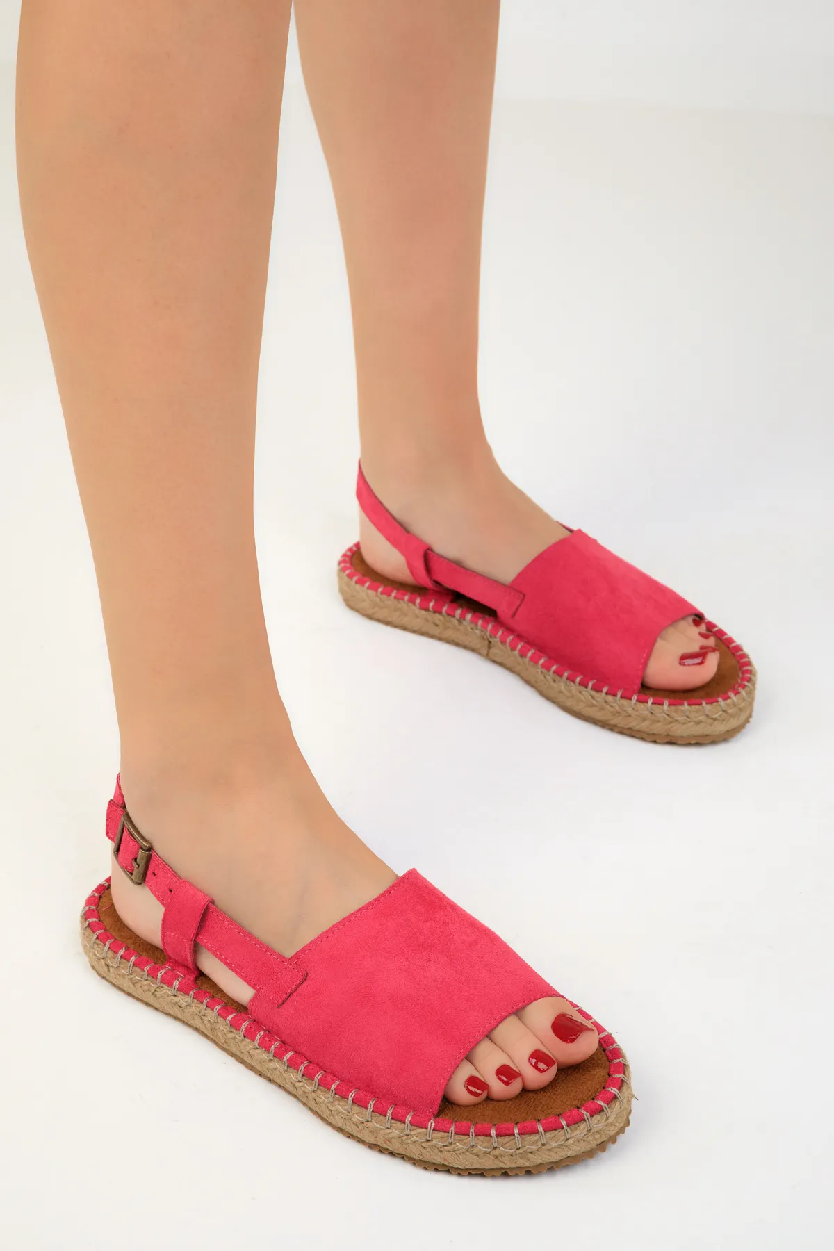 SOHO  Fuchsia Wildleder Damensandalen 18940