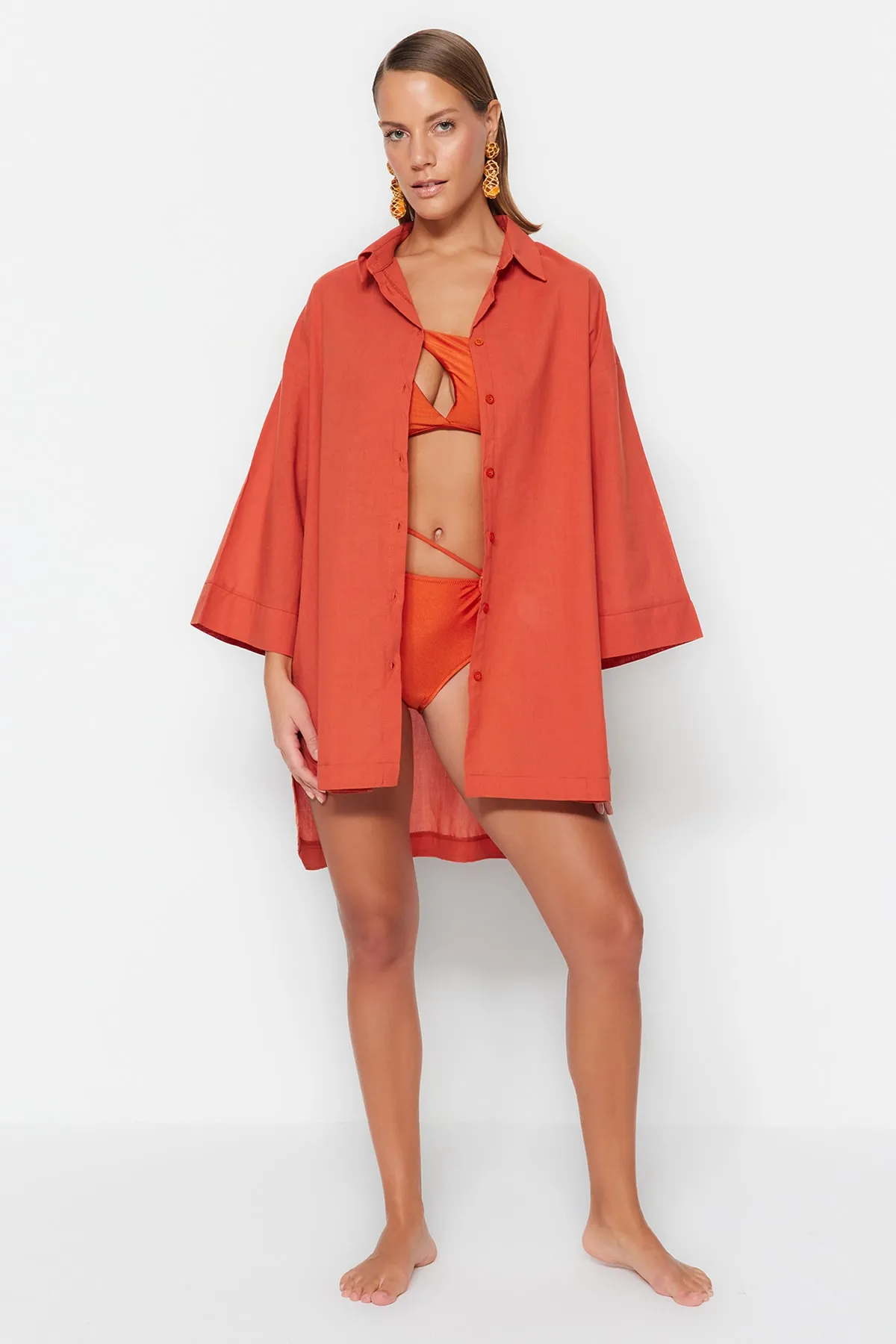 Trendyol Collection  Hemd - Braun - Oversized