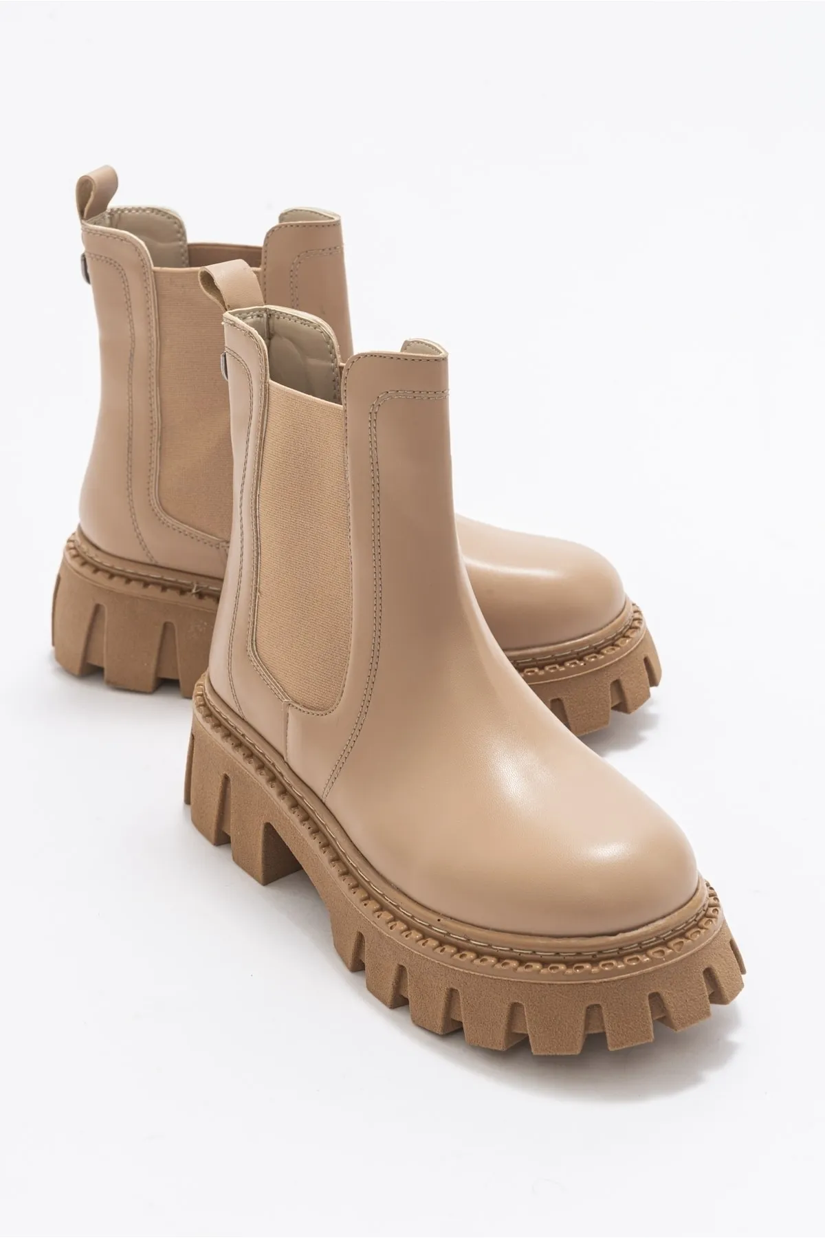 LuviShoes  Chap Dunkelbeige Damenstiefel