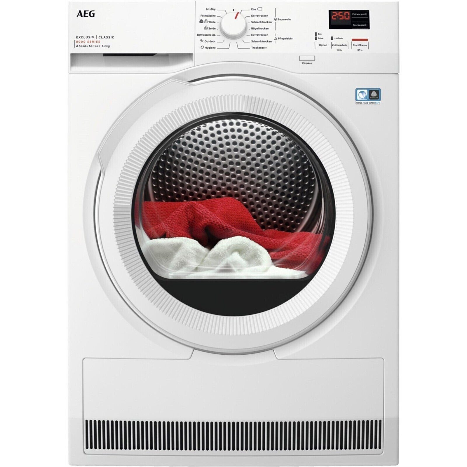 AEG Wärmepumpentrockner Serie 8000 AbsoluteCare® TR8C40688, 8 kg, Menegnautomatik / Inverter Motor / SensiDry