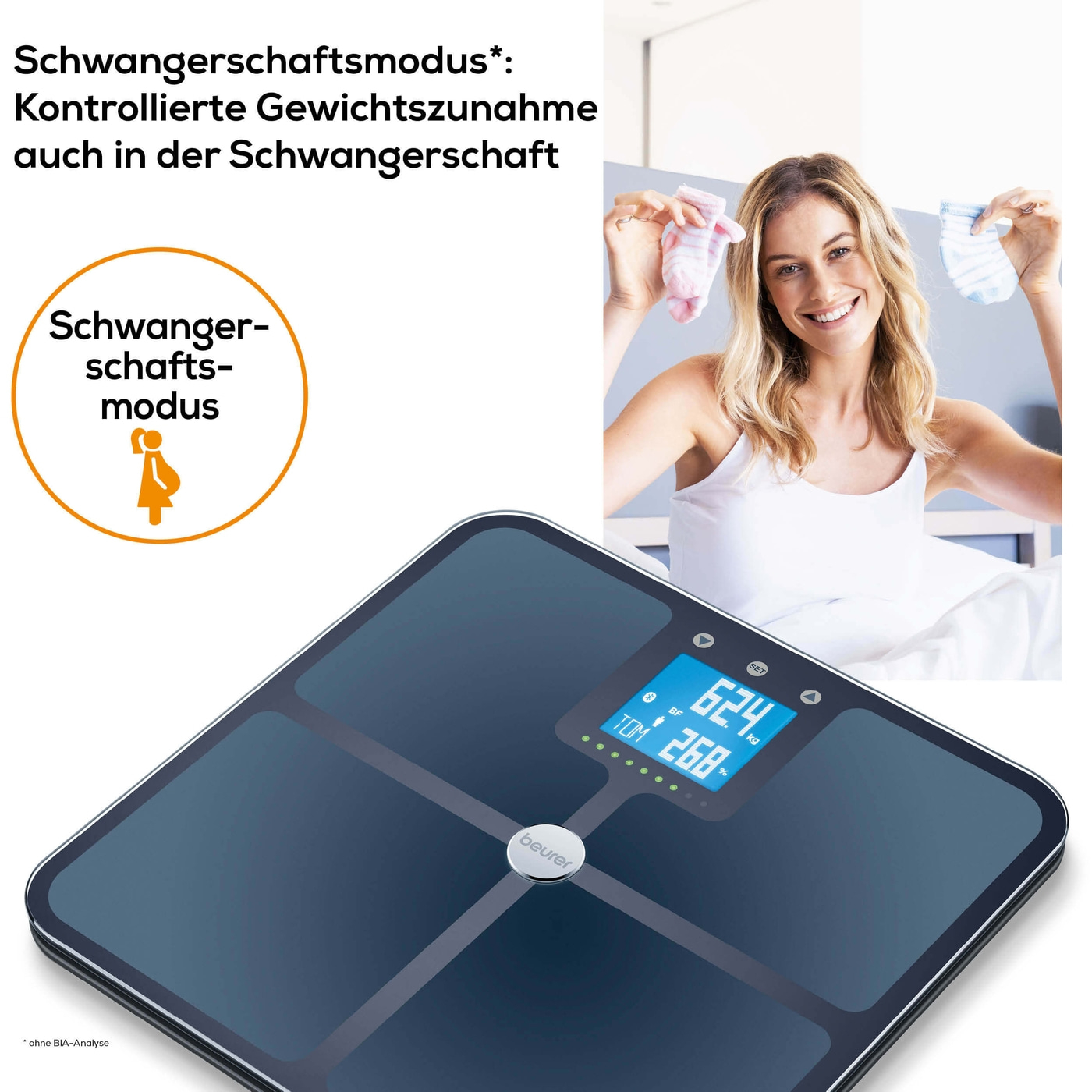 Beurer Diagnosewaage BF 950 Black-Körperanalysewaage mit Schwangerschaftsmodus & App-Anbindung - bis 180 kg