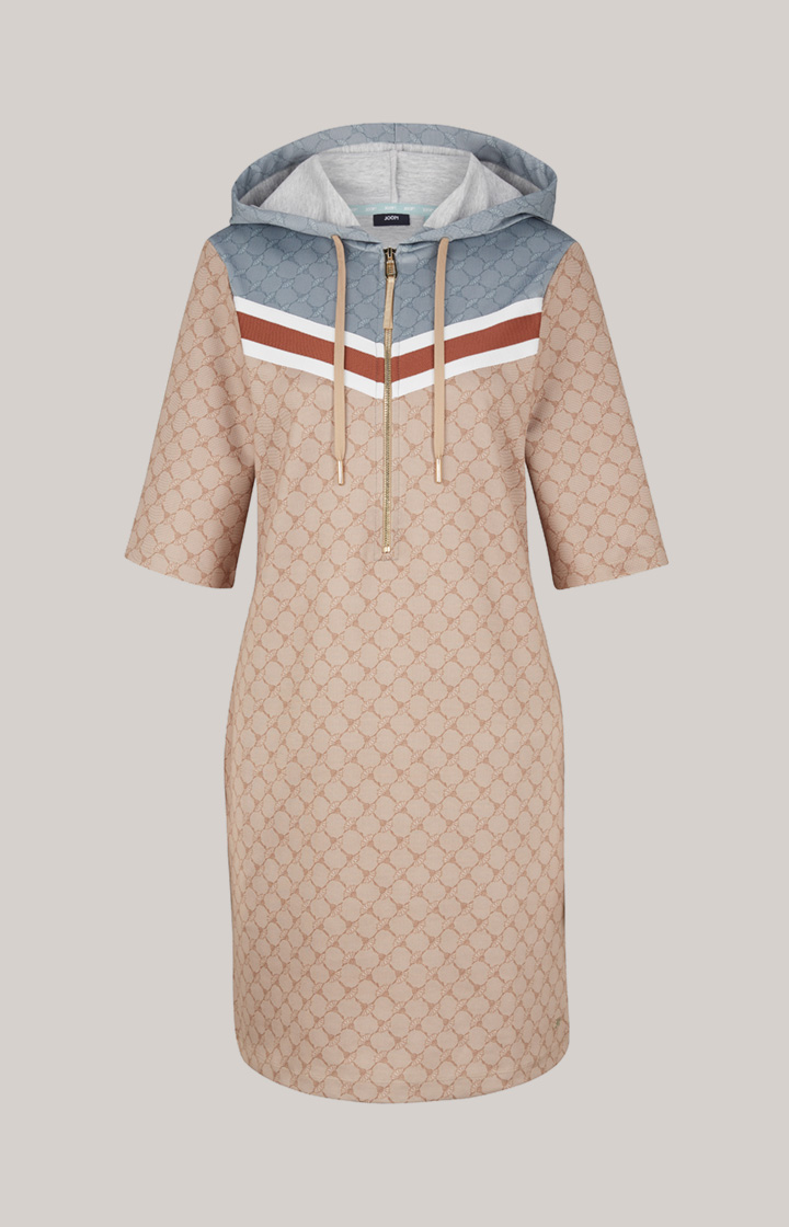 Sweat-Kleid in Beige gemustert