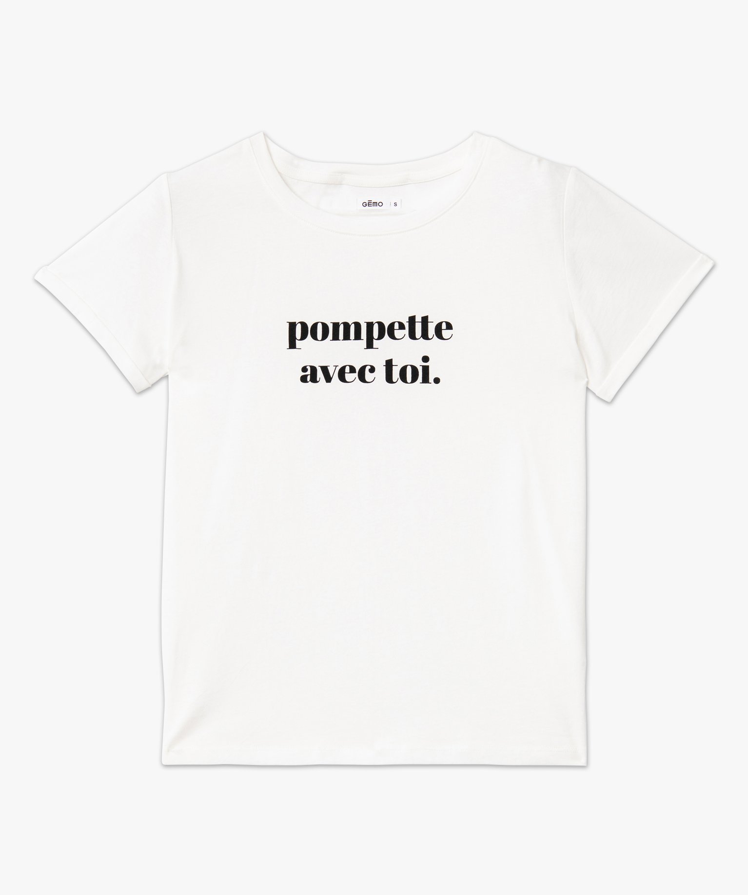 Tee-shirt à manches courtes avec message femme ecru | GEMO
