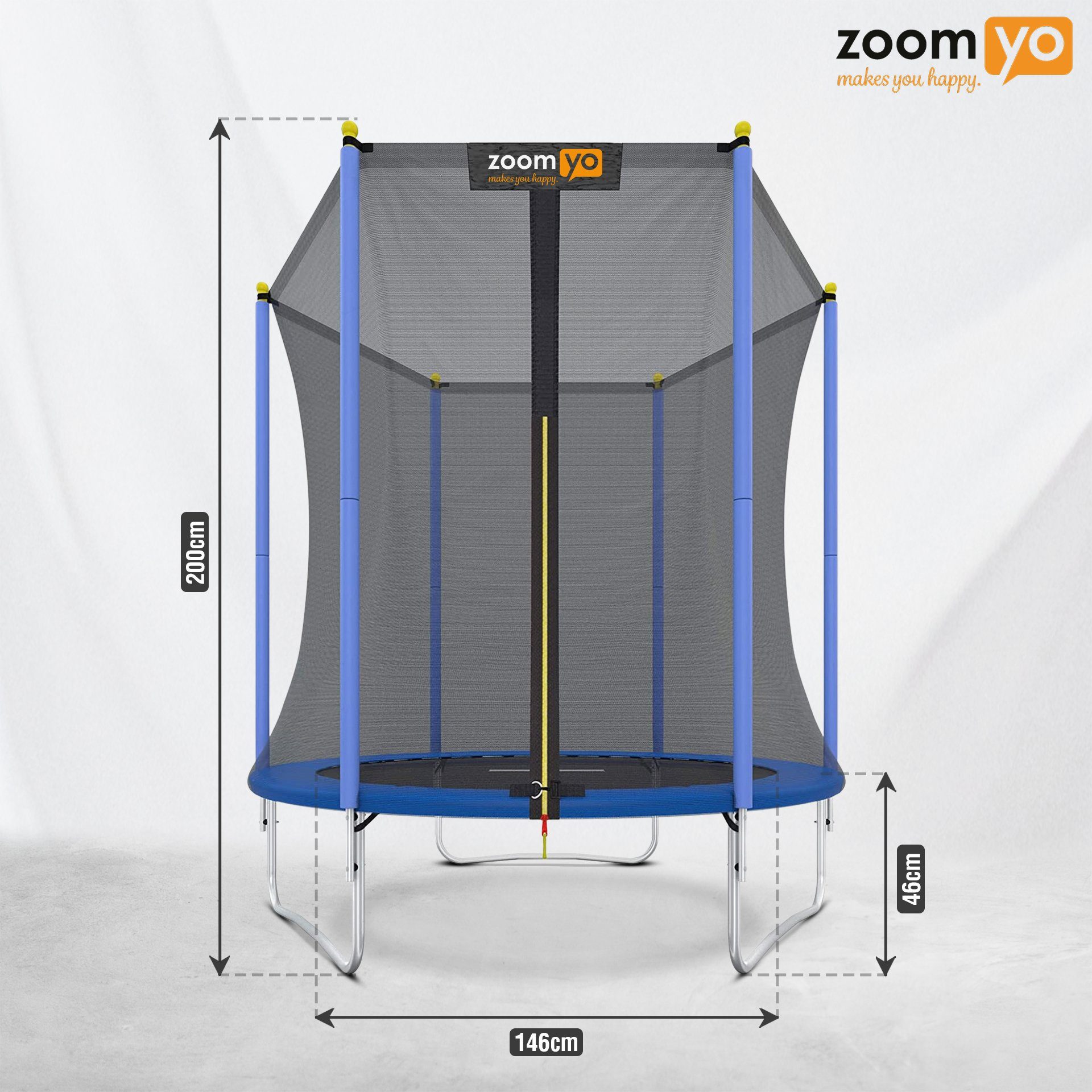 Zoomyo Gartentrampolin Gartentrampolin Basic 183cm, Kindertrampolin, TÜV/GS geprüft, Ø 183,00 cm, (hohe Belastbarkeit, Wetterfest, UV-beständig), inkl Sicherheitsnetz und Sprungtuch, Outdoor Trampolin für Kinder
