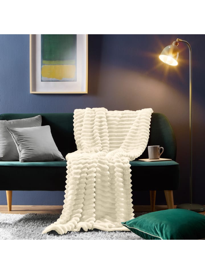 Erwin Müller Fleece, Microfaser Wohndecke Aosta in wollweiß günstig kaufen