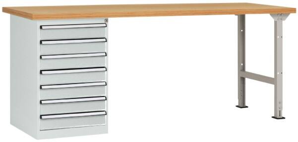 Manuflex Stationär Werkbanksystem COMBI 6 Multiplex, Stahl Lichtgrau 1.500 x 700 x 840 mm