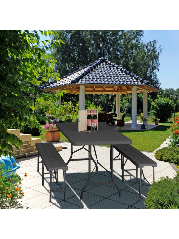 relaxdays Gartentisch in Schwarz - (B)180 x (H)72 x (T)74 cm günstig kaufen onesize