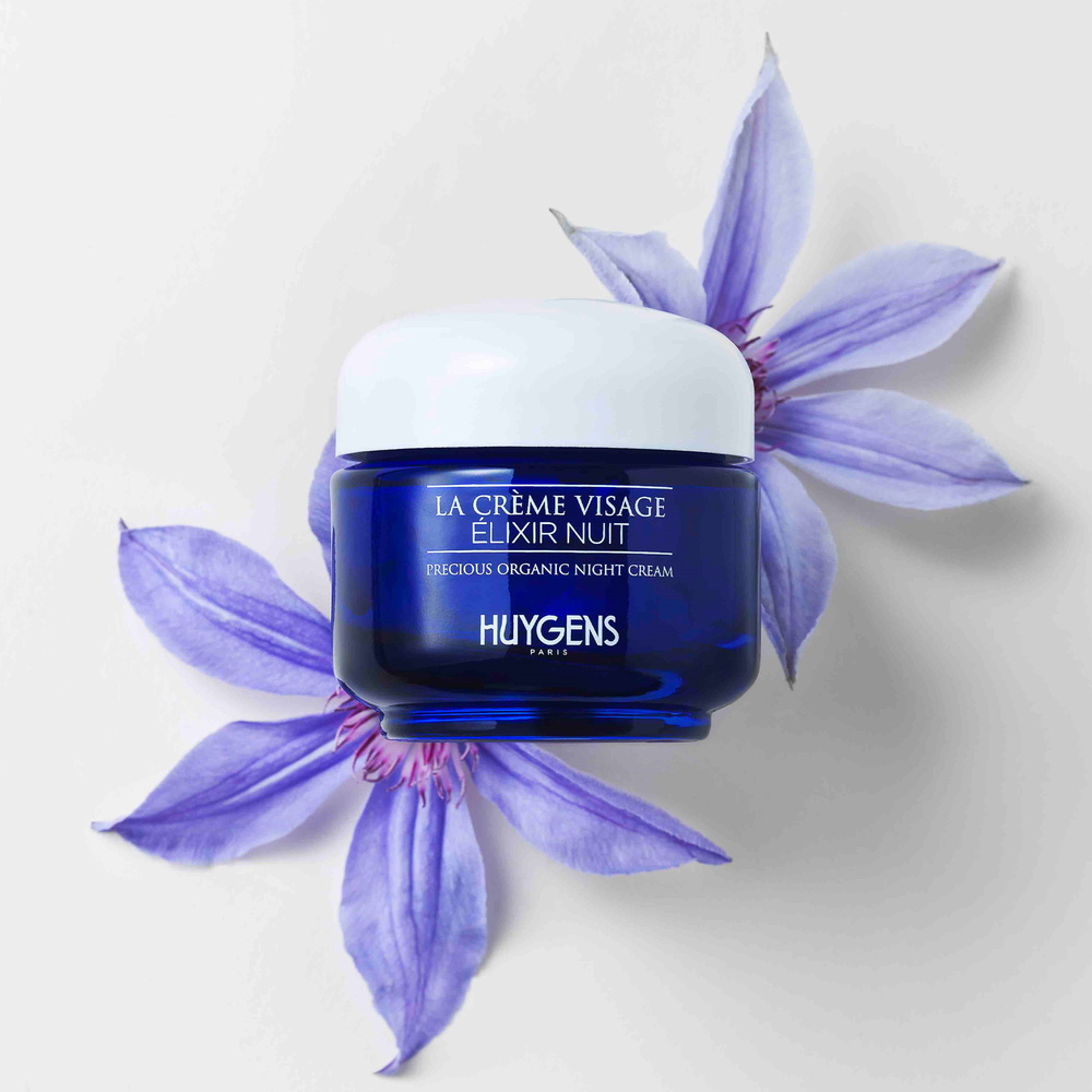 huygens La Crème Visage Élixir Nuit Crème de nuit BIO riche et apaisante à l'acide hyaluronique et au collagène.