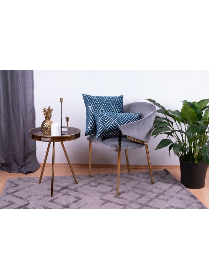 Kayoom 2tlg. Set Kissen Prisma 225 in Blau / Silber günstig kaufen 45 x 45 cm