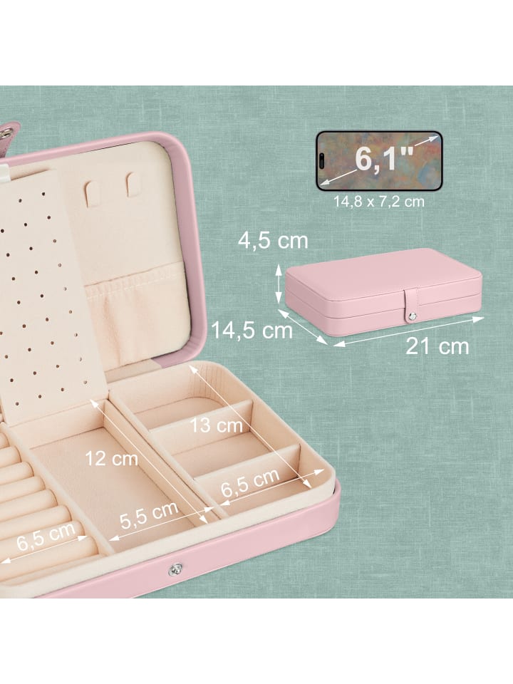 relaxdays Schmuckkästchen in Rosa - (B)21 x (H)4,5 x (T)14,5 cm günstig kaufen onesize