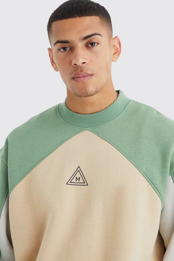Oversize Colorblock Sweatshirt mit Logo
