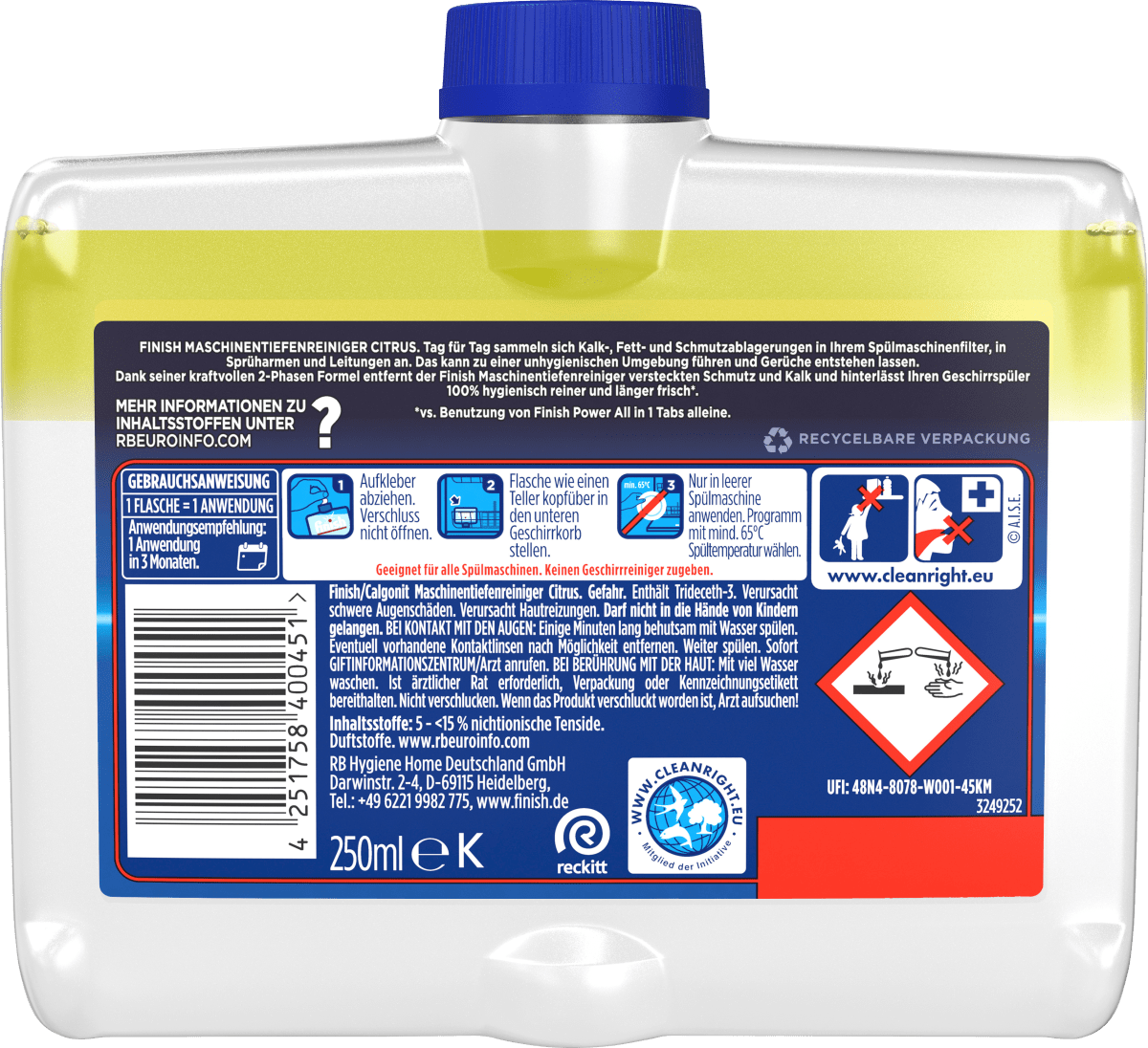 Spülmaschinen-Reiniger Tiefenreiniger lemon, 250 ml