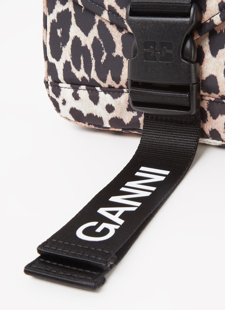 Miniaturní taška Ganni z recyklovaného materiálu s leopardím potiskem