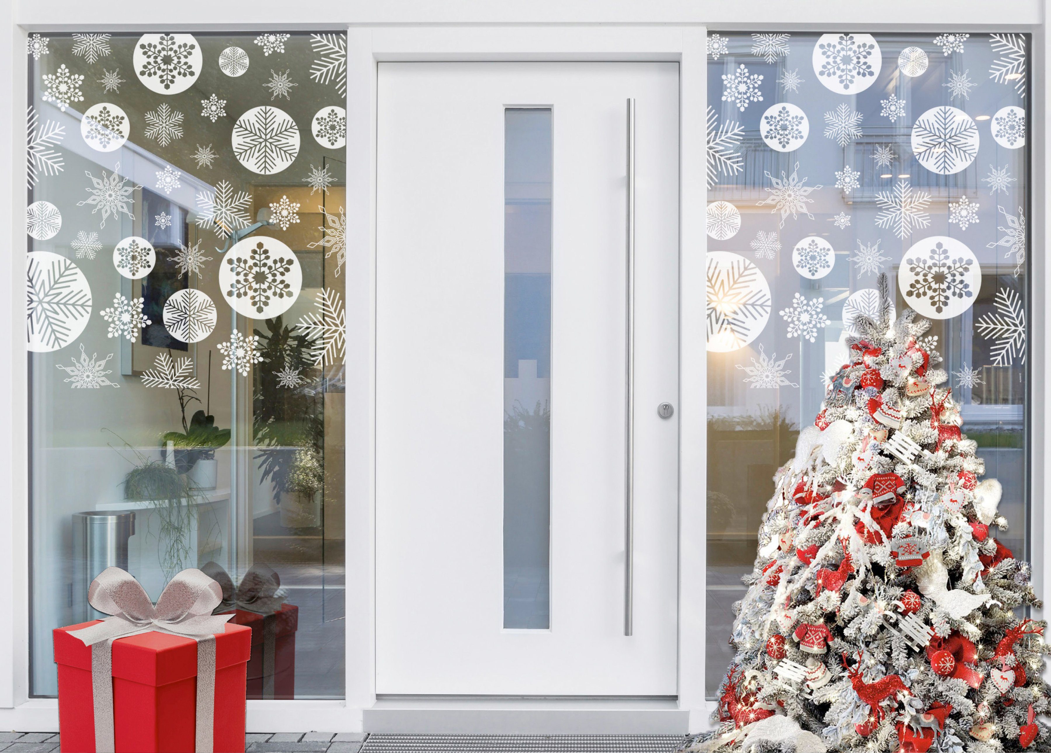 Fensterfolie Look Snowy white, MySpotti, halbtransparent, glatt, 90 x 100 cm, statisch haftend