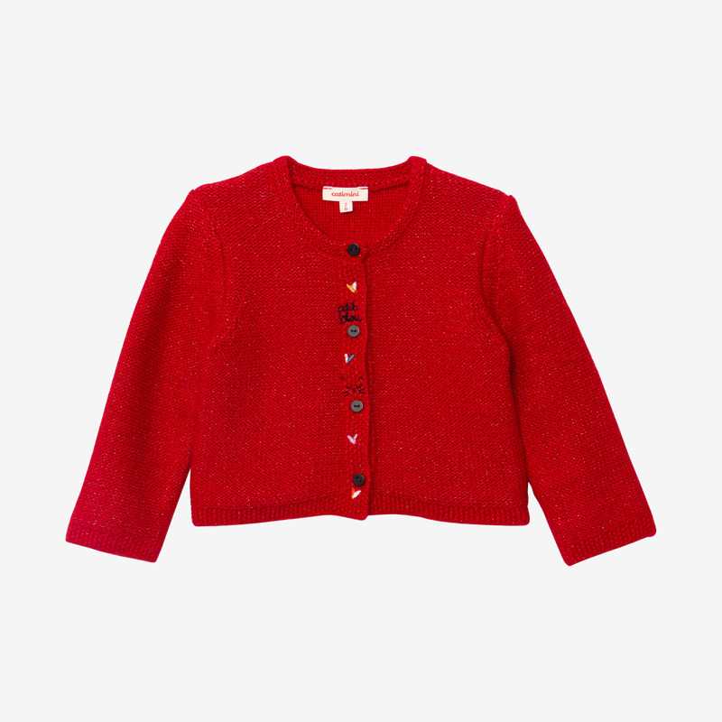 Cardigan fille tricot lurex rouge bébé fille Catimini