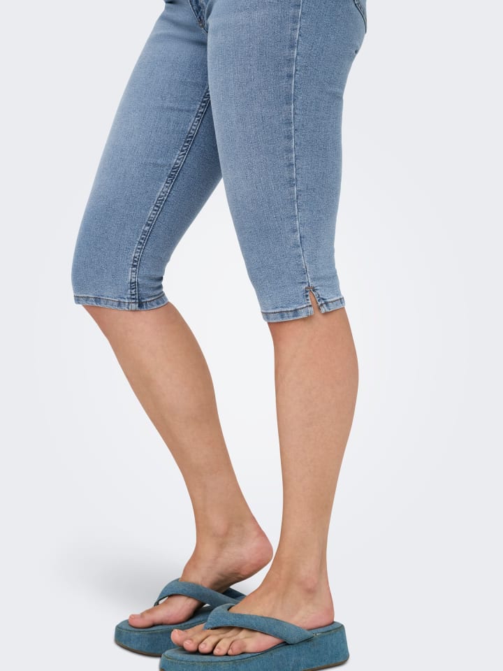 JACQUELINE de YONG Skinny Capri Jeans Shorts Kurze Stretch-Denim Hose in Hellblau günstig kaufen