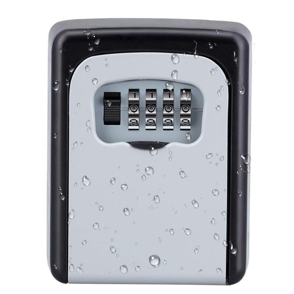 Sarfly Schlüsselkasten Schlüsseltresor mit Zahlencode Aussen, Schlüsselbox (1 St., mit 4-Stelliger Zahlenkombination, Klein Schlüsselkasten mit Code), Schlüsselsafe Wetterfeste für Hausschlüssel Versteck, (Silber)