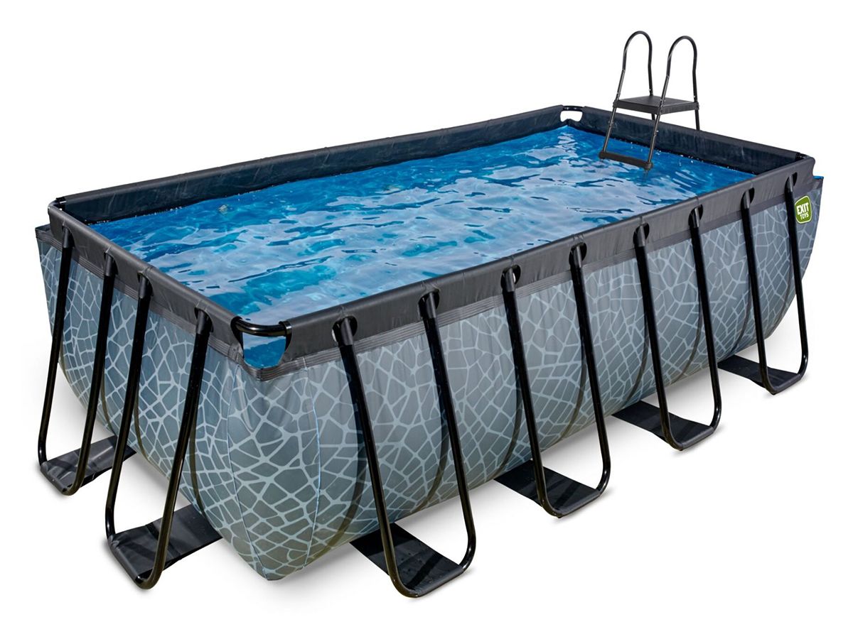EXIT Stone 400 x 200 x 122 Pool mit Sandfilterpumpe & Stufen