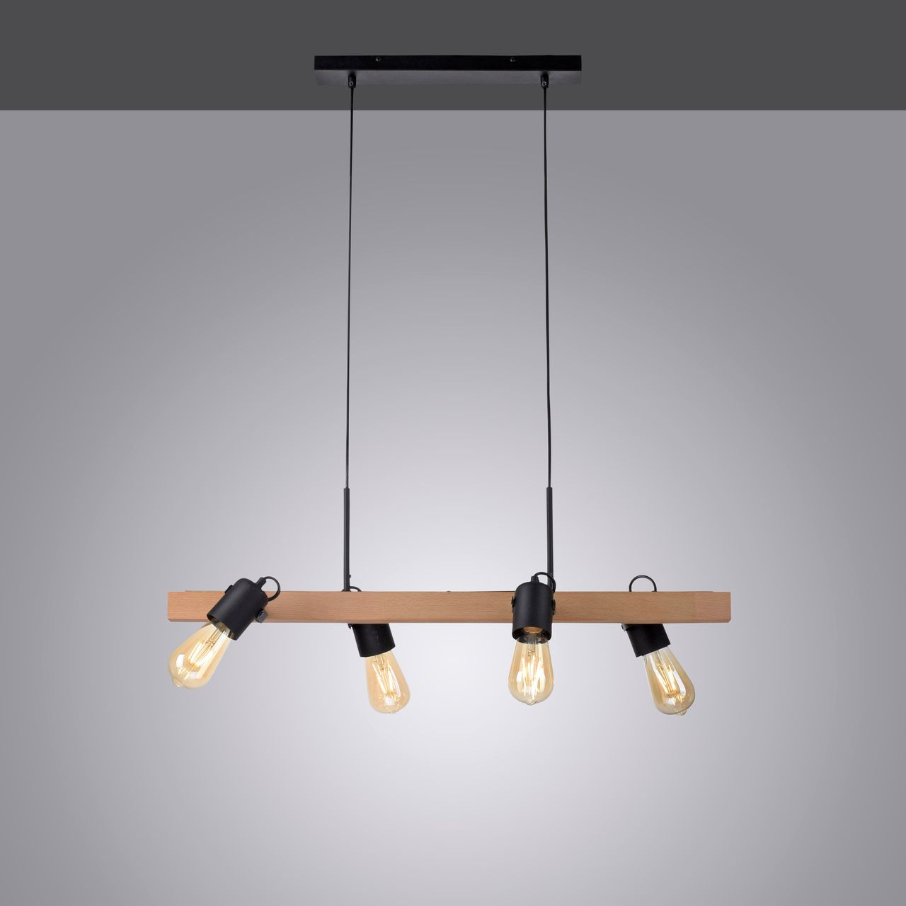 JUST LIGHT LeuchtenDirekt CANOP, Pendelleuchte 4-flammig, E27 Leuchtmittel a. max. 60Watt, Materialmix
