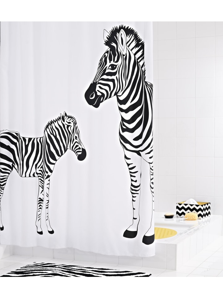 RIDDER Duschvorhang Textil Zebra schwarz 180x200 cm günstig kaufen onesize