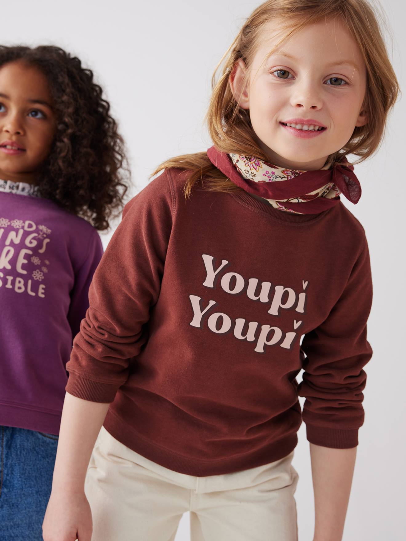 Sweat Basics motifs détails irisés fille prune
