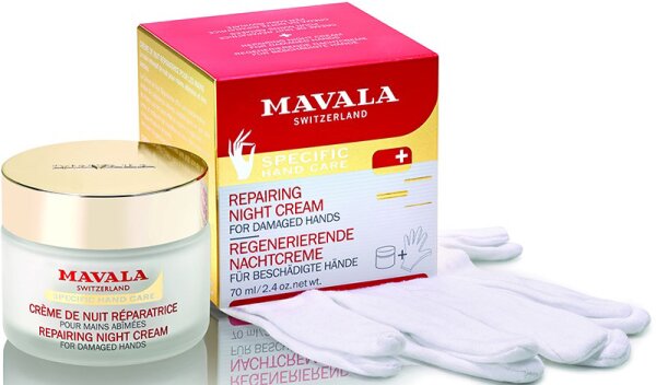 Mavala Nachthandcreme (+) Baumwollhandschuhe Nagelpflegeset