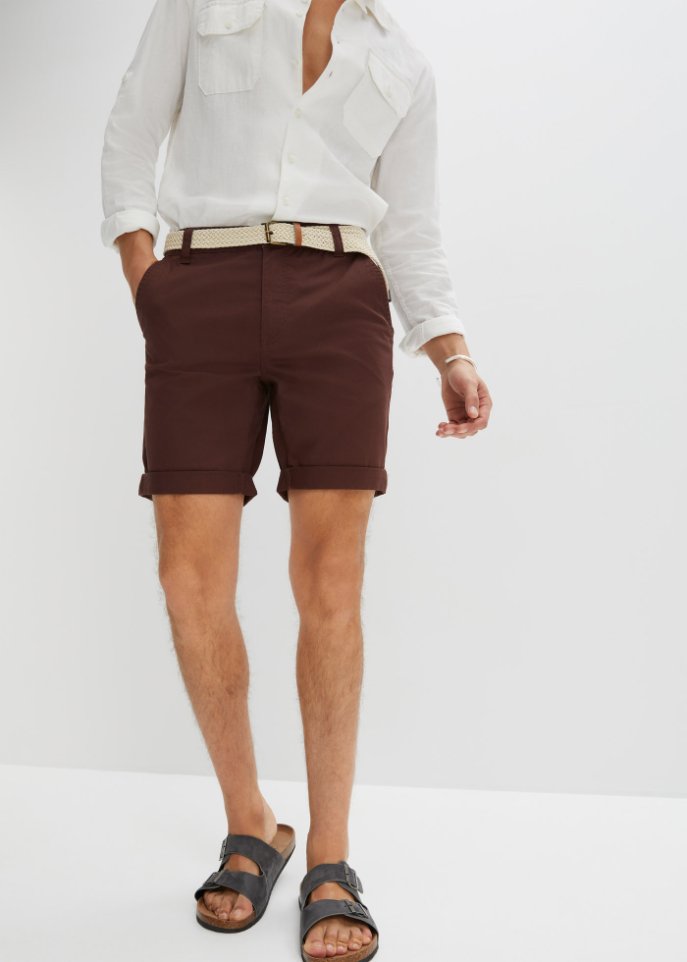 Stretch-Chino-Bermuda mit Gürtel, Regular Fit