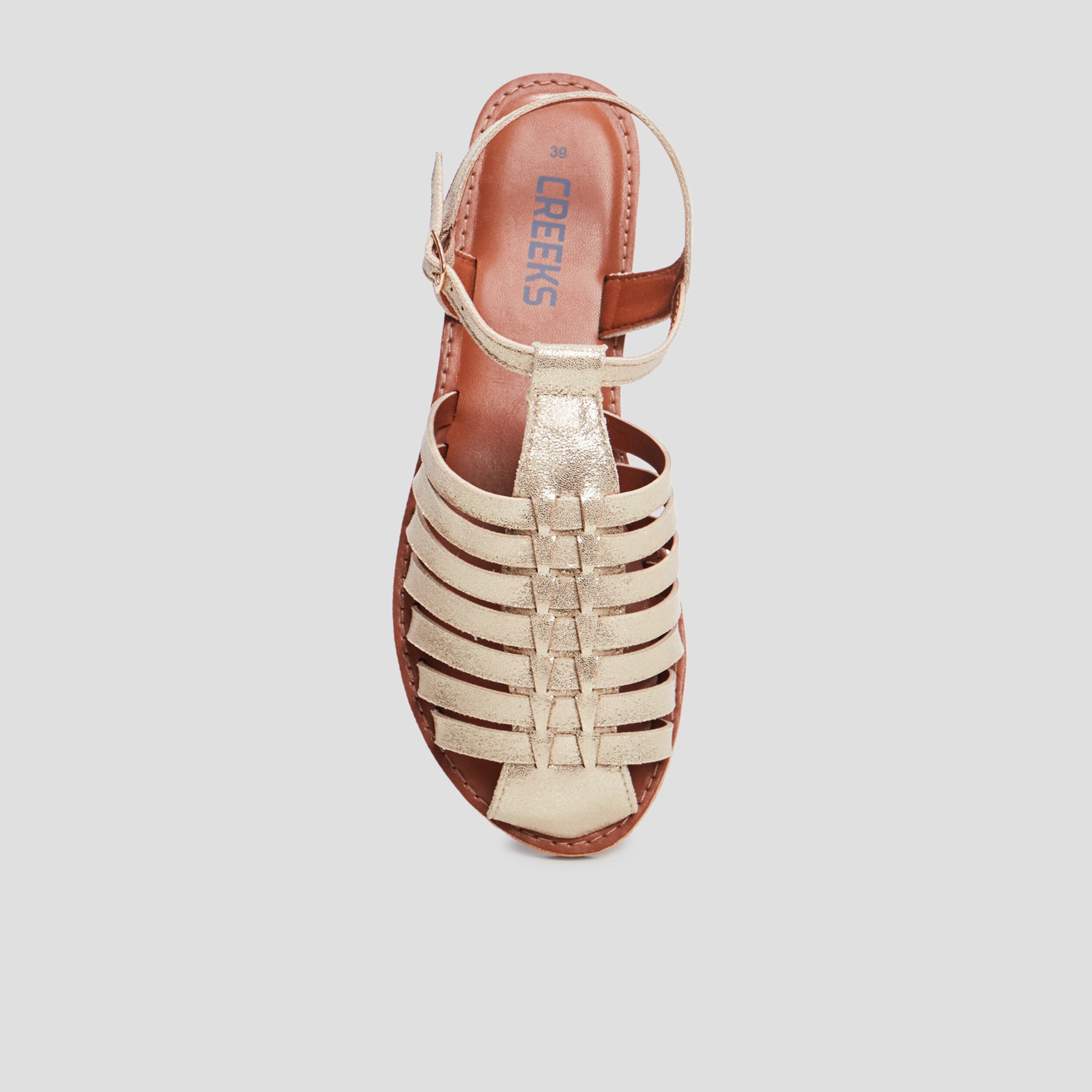 Sandales multibrides Creeks jaune or femme | La Halle