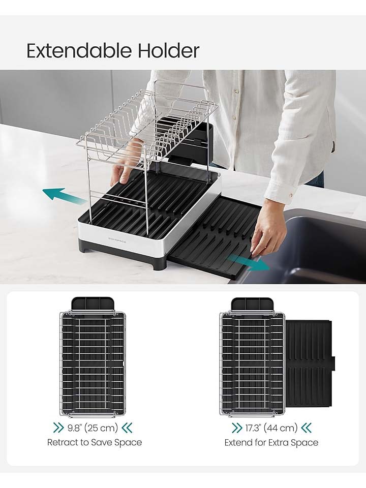 Songmics Abtropfgestell in Silber/ Schwarz - (B)41,5 x (H)26 x (T)18 cm günstig kaufen onesize