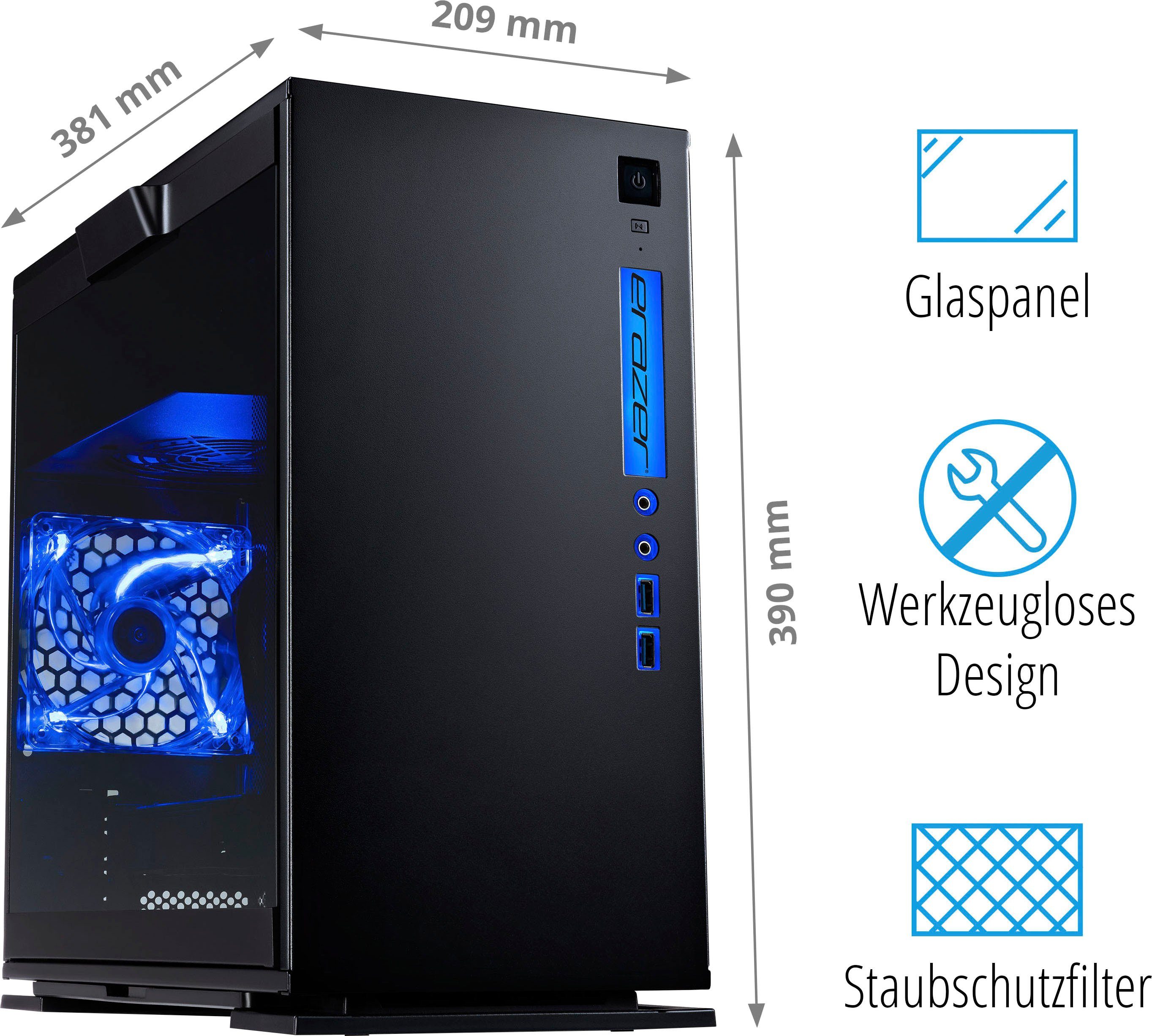 Medion® ERAZER® Engineer P10 Gaming-PC (Intel® Core i7 12700F, GeForce RTX 3060 LHR, 16 GB RAM, 1000 GB SSD, Luftkühlung)