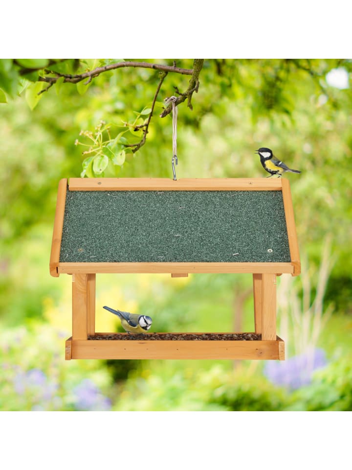 relaxdays Vogelfutterhaus in Natur - (B)42,5 x (H)35 x (T)40,5 cm günstig kaufen onesize