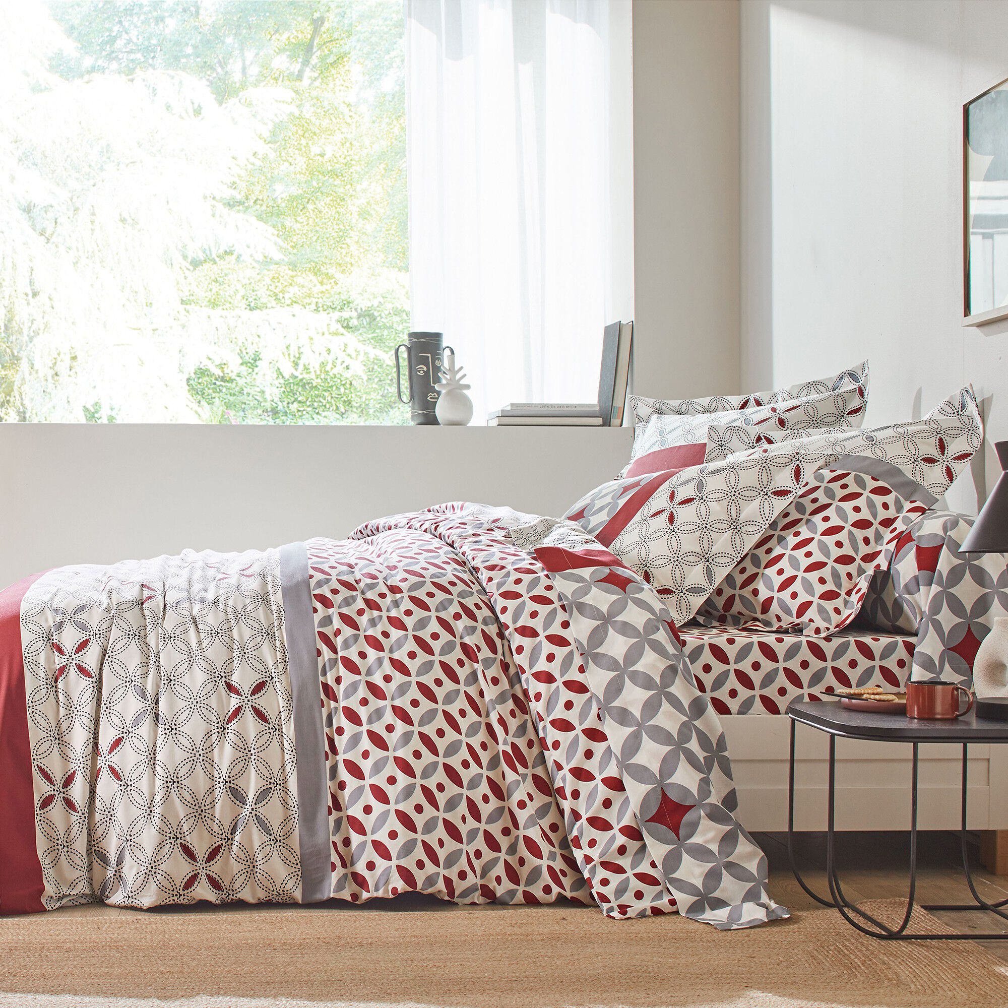 Linge de lit Marlow en coton à motifs géométriques