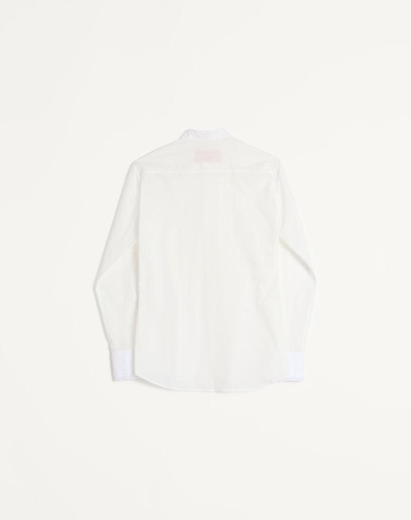 Katoenen mousseline shirt met borststuk en kanten details
