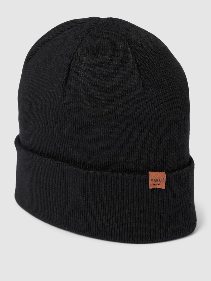 Beanie mit Label-Detail Modell 'WILLES' in schwarz