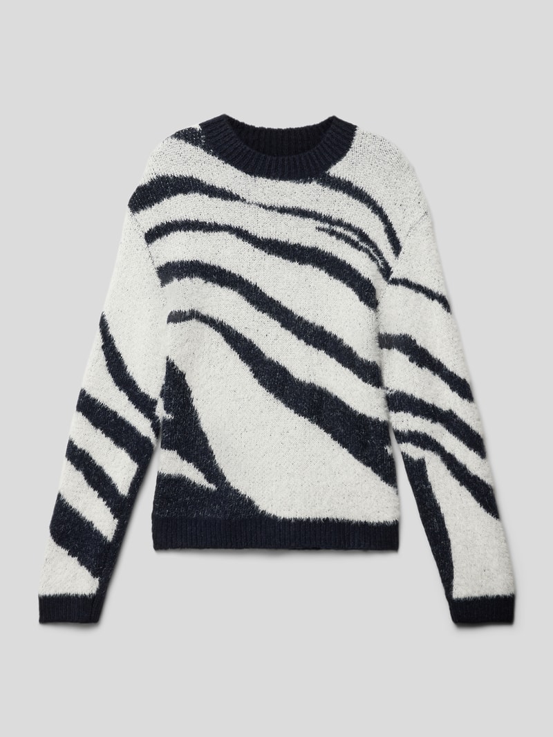 Strickpullover mit Rundhalsausschnitt Modell 'GIANNA' in dunkelblau